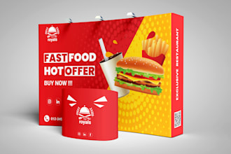 design trade show booth, backdrop, banner stand, and display