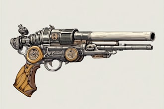 make a 3d weapon illustration for gaming