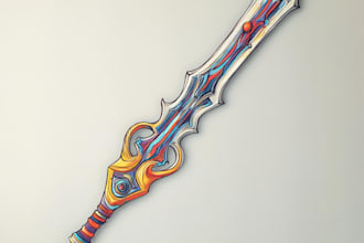 do a 3d weapon illustration