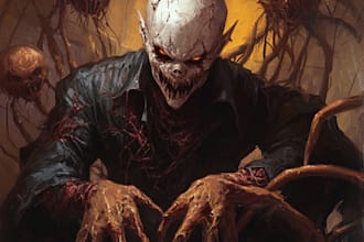 draw a mystical scary creepy illustration or art