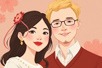 draw couple portrait illustration from photo