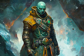 do a sci fi character illustration or sci fi character