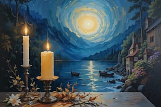 deliver serene candlelight original canvas oil painting