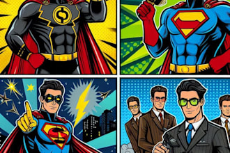create professional comic superhero pop art portraits