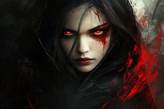 draw fantasy horror character art for you