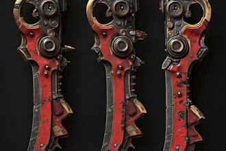 make a 3d weapon illustration for gaming
