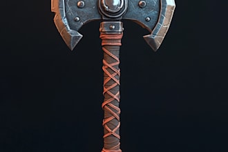 create a 3d weapon illustration for gaming