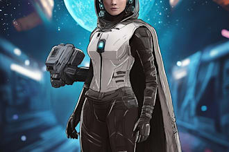 create professional sci fi character illustration