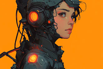 draw mecha robot character sheet design