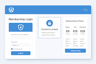 design wordpress membership website setuo paywall and login portal, memberpress