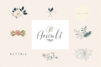 design hand drawn minimalist feminine boho botanical logo