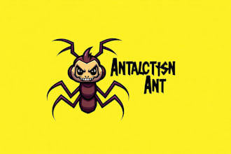 make eye catching antagist ant mascot logo design  in my style