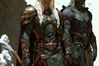 design dnd character art illustration, fantasy, sci fi sheet
