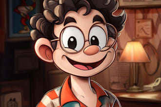 make custom portrait on retro cuphead cartoon style