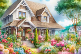 draw traditional watercolor house portrait