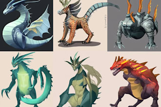 draw a fantasy creature, monster, alien in my style