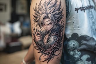 make custom tattoo design hand draw in realist, anime style