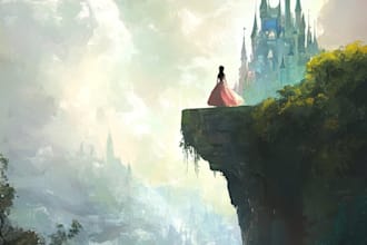 design a fantasy, whimsical and disney style for novel title and logo