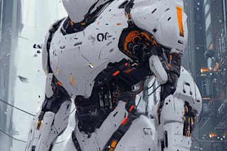 draw mecha robot,armor,gundam in anime or realism style