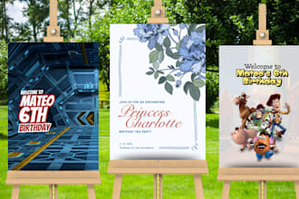 design welcome sign for birthday party on canva