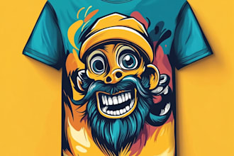 draw custom graphic t shirt design cartoon illustration