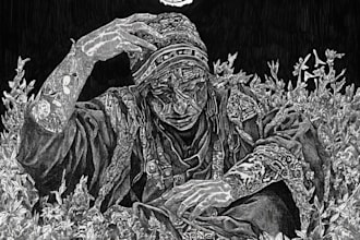 draw black and white illustrations