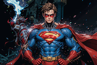 design your realistic superhero cartoon or comics