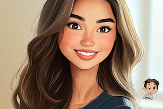 draw a disney style cartoon portrait illustration from your photo