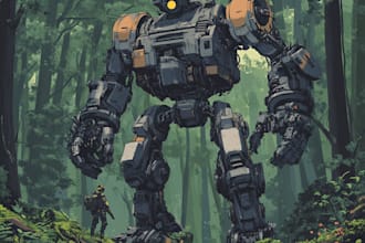 draw cyberpunk, sci fi, robot, mecha character concept art