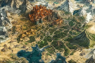 create a festival map illustration, fantasy map, city map,