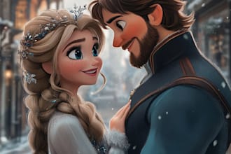 design a professional disney family portrait