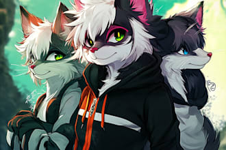 draw furry art, fursona, original furry character
