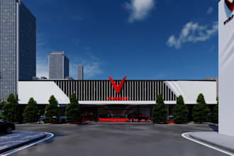 model 3d luxury mixed commercial showroom,cgi car showroom,wheel shops,d5 render