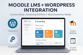 build a professional moodle lms with wordpress integration, moodle setup, lms