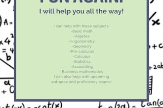 tutor you in math algebra, calculus, open for complex topics
