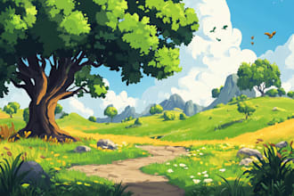 illustrate beautiful flat landscape illustration art