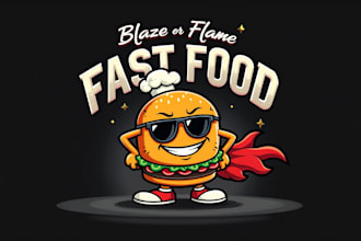 do badass burger fast food mascot logo design