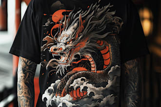 create stunning japanese style tattoo t shirt design