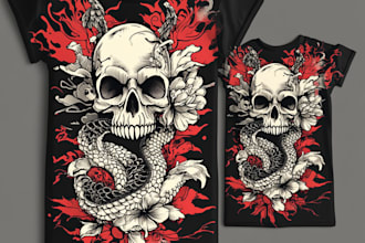 do t shirt design with traditional tattoo in my style