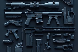 do a 3d weapon illustration for gaming