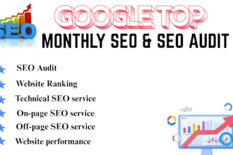 seo youtube video, shopify, website audit to rank on google search