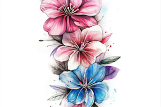 watercolor custom tattoo design and illustration