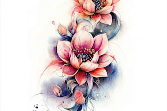 create your watercolor custom tattoo design and illustration