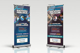 design roll up, pull up banner for event, yard sign, sign board, or banner ads