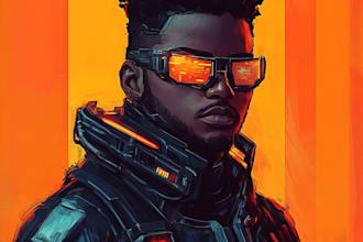 create a sci fi character illustration or sci fi character