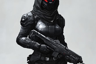do a sci fi character art and sci fi character illustration