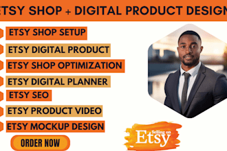 etsy digital product shop, etsy digital products, etsy shop setup, etsy planner