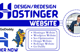 design hostinger, godaddy, wordpress website or redesign site