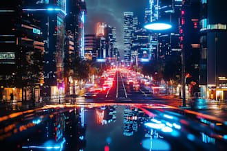 create illustration of futuristic cyberpunk city digital art