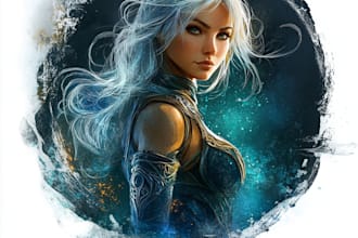 design awesome rpg fantasy or sci fi logo and friendship portrait for you